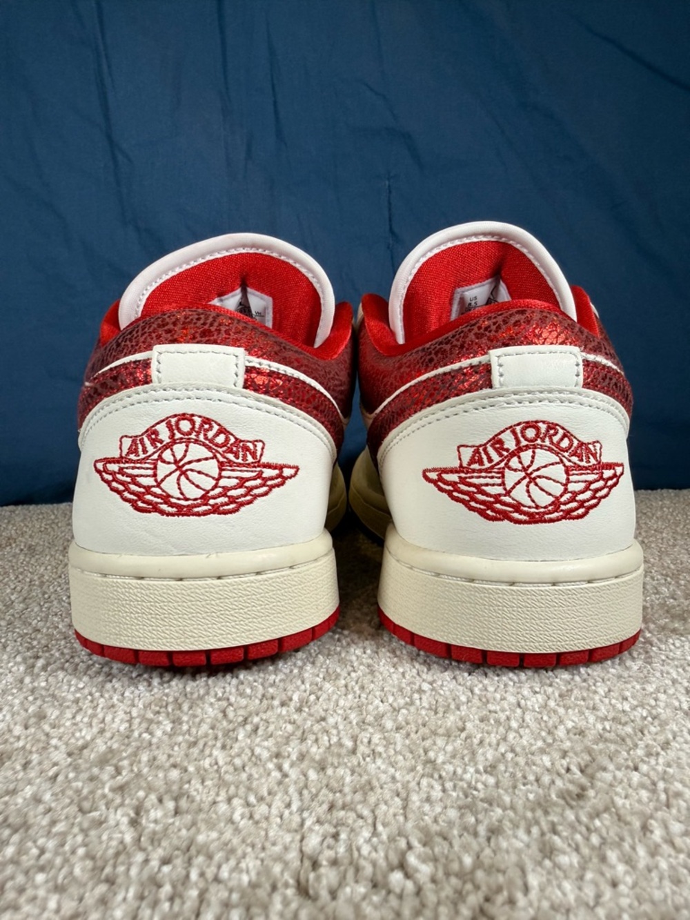 Nike Air Jordan 1 Low Women’s 8.5 White Red Metallic Swoosh HJ9338-106 Sneakers - Picture 6 of 8